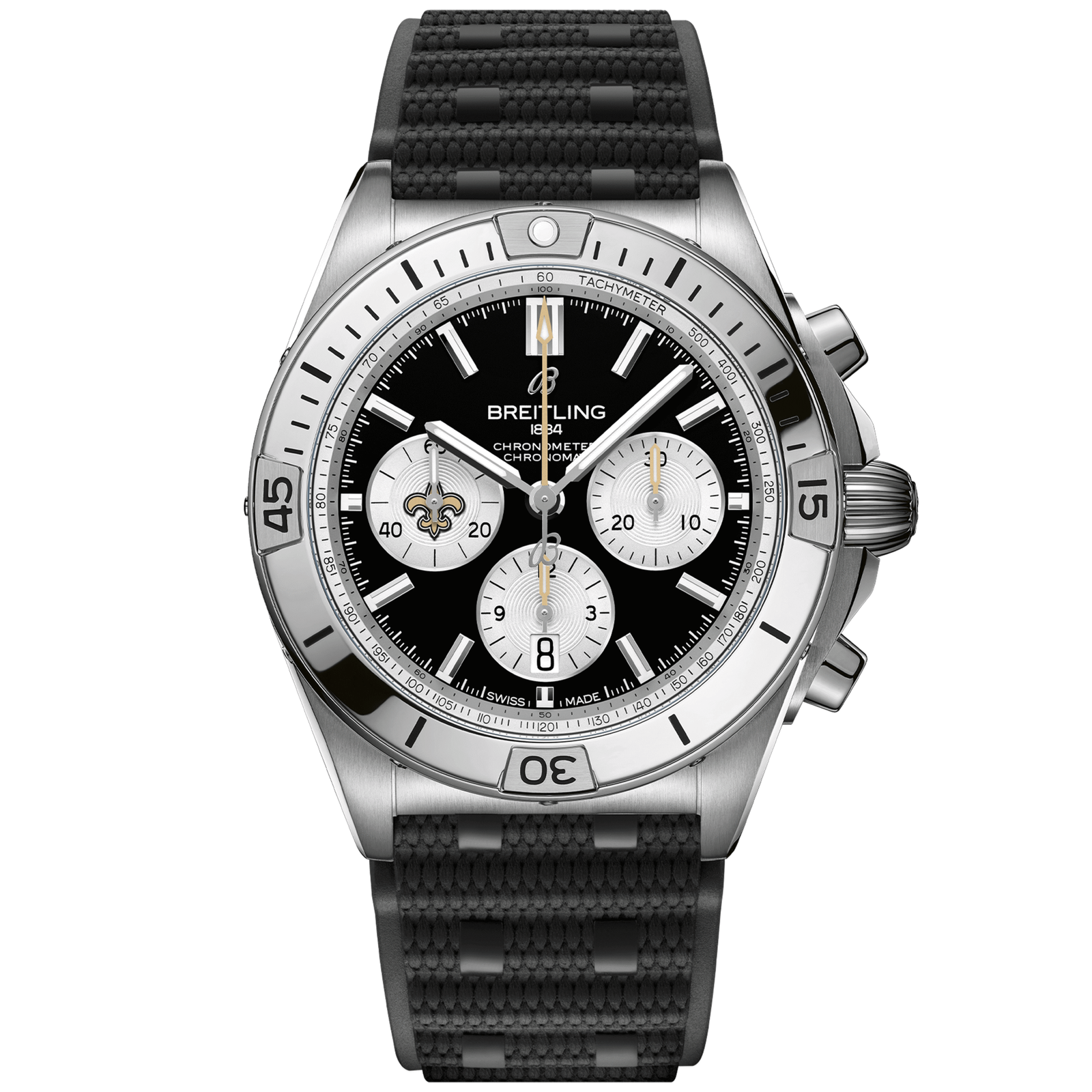 Chronomat_B0142_AB01342B1B4S1_RUBBER_NEW_ORLEANS_SAINTS_DIGITAL-scaled-1.png Chronomat B01 42 NFL New Orleans Saints Edition AB01342B1B4S1 - Image 1