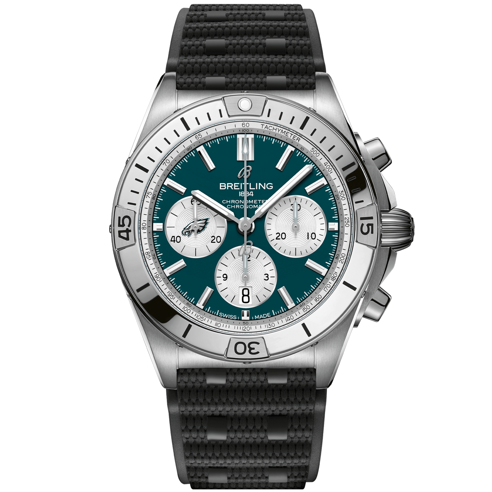 Chronomat_B0142_AB01342B1L4S1_RUBBER_PHILADELPHIA_EAGLES_DIGITAL-scaled-1.png Chronomat B01 42 NFL Philadelphia Eagles Edition AB01342B1L4S1 - Image 1