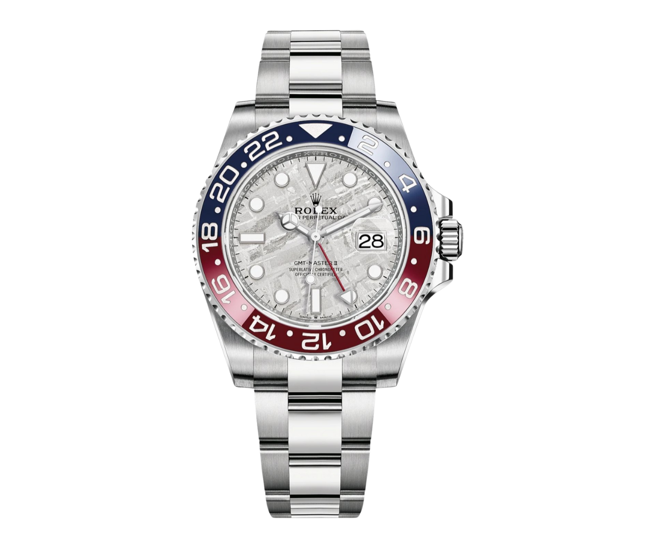 Pre-Owned-Rolex-GMT-Master-II-18k-White-Gold-with-Meteorite-Dial-and-Pepsi-Bezel-Ref_-126719BLRO-JD-Watches-NY.png Rolex GMT-Master II – 18k White Gold with Meteorite Dial and Pepsi Bezel Ref. 126719BLRO - Image 1