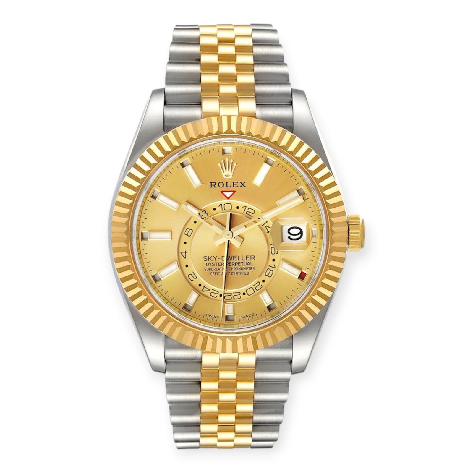 Pre-Owned-Rolex-Sky-Dweller-326933-Yellow-Gold-Steel-Champagne-Dial-Mens-Watch-JD-Watches-NY.jpg Rolex Sky Dweller 326933 Yellow Gold Steel Champagne Dial Mens Watch - Image 1