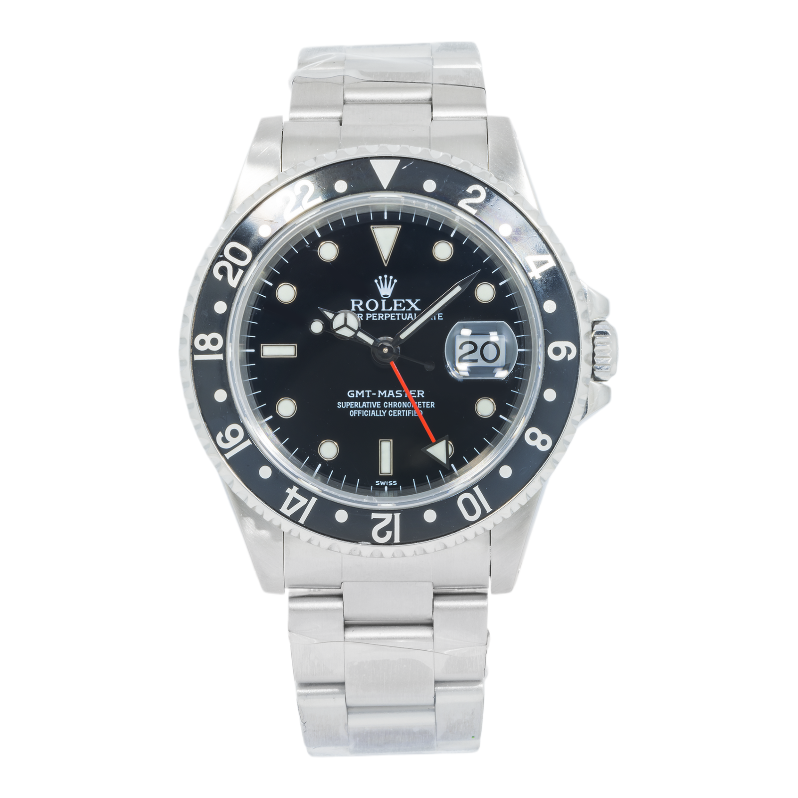 Pre-Owned-Rolex-Stainless-Steel-GMT-Master-II-40mm-with-Oyster-Bracelet-16710-Black-Insert-JD-Watches-NY.png Rolex Stainless Steel GMT Master II 40mm with Oyster Bracelet 16710, Black Insert - Image 1