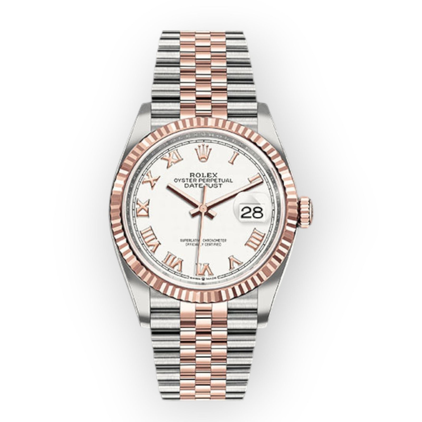 Pre-Owned-Rolex-Steel-and-Everose-Datejust-36-Watch-126231-White-Roman-Dial-Jubilee-Bracelet-JD-Watches-NY.jpg Rolex Steel and Everose Datejust 36 Watch 126231 White Roman Dial - Jubilee Bracelet - Image 1