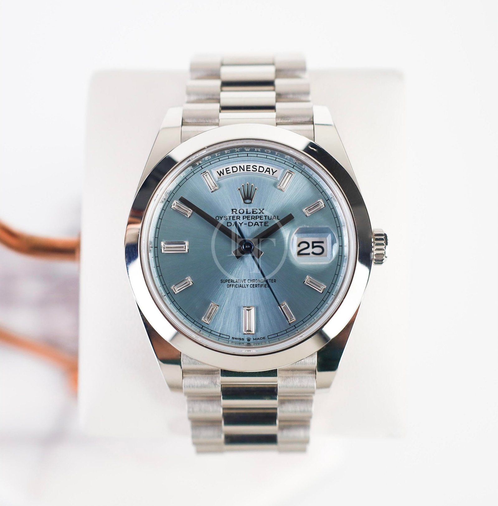 unnamed.jpg Rolex Day-Date 40 Platinum Ice Blue Diamond Dial & Smooth Bezel President Bracelet 228206 - - Image 1